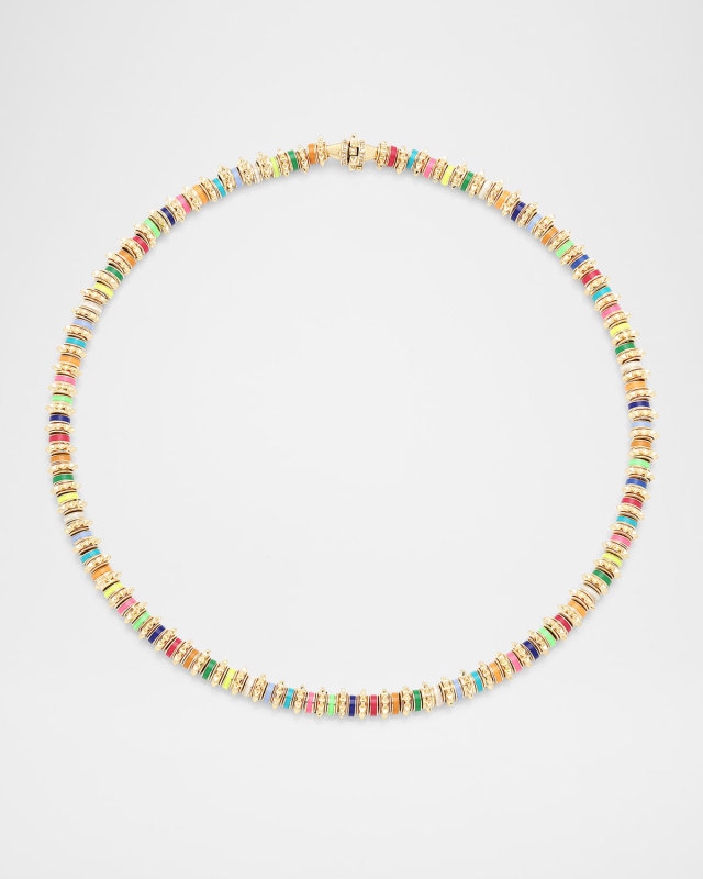 18K Yellow Gold HyCeram and Cardamom Necklace with Diamonds